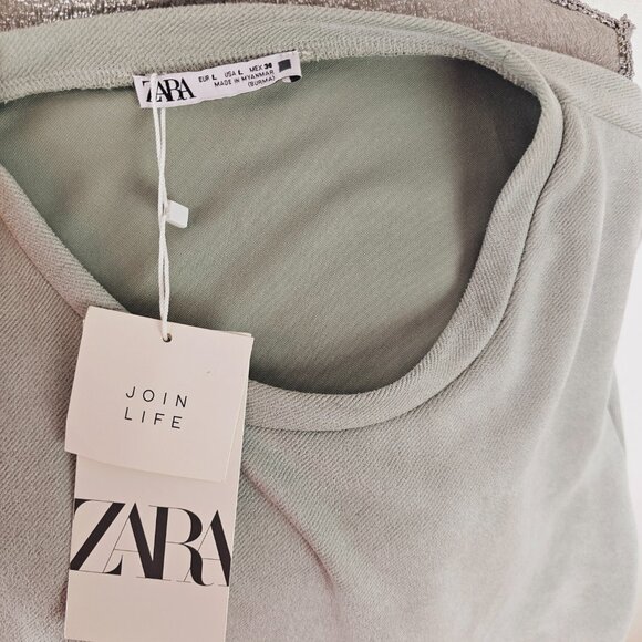 Zara Cozy Soft T-Shirt Dress Gray Blue - Picture 2 of 9